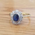 Sapphire and Diamond Cluster ring in 18ct Gold
