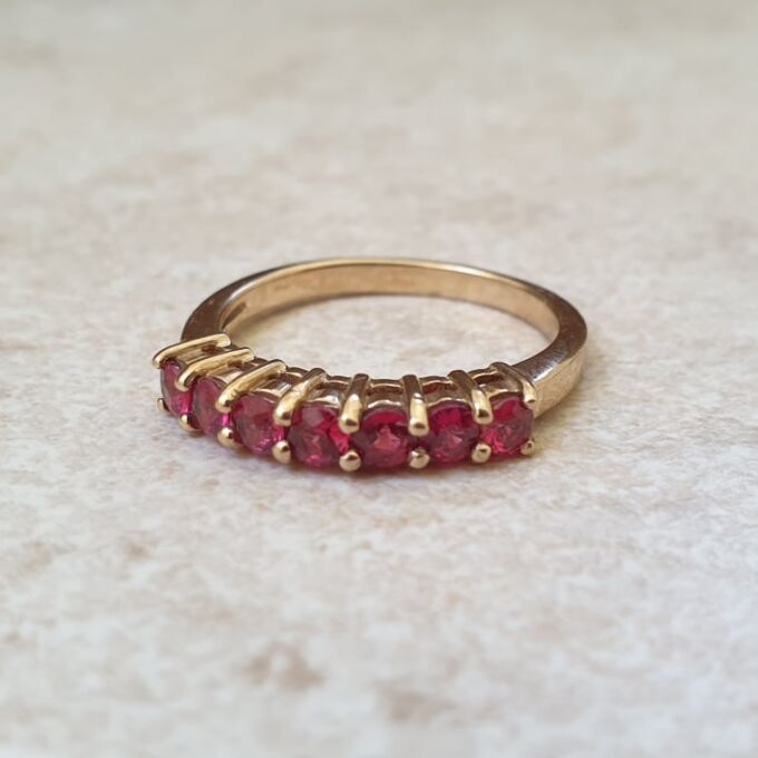 Red Topaz Stacking Ring in 9ct Gold - Gems Afire - Vintage Jewellery UK