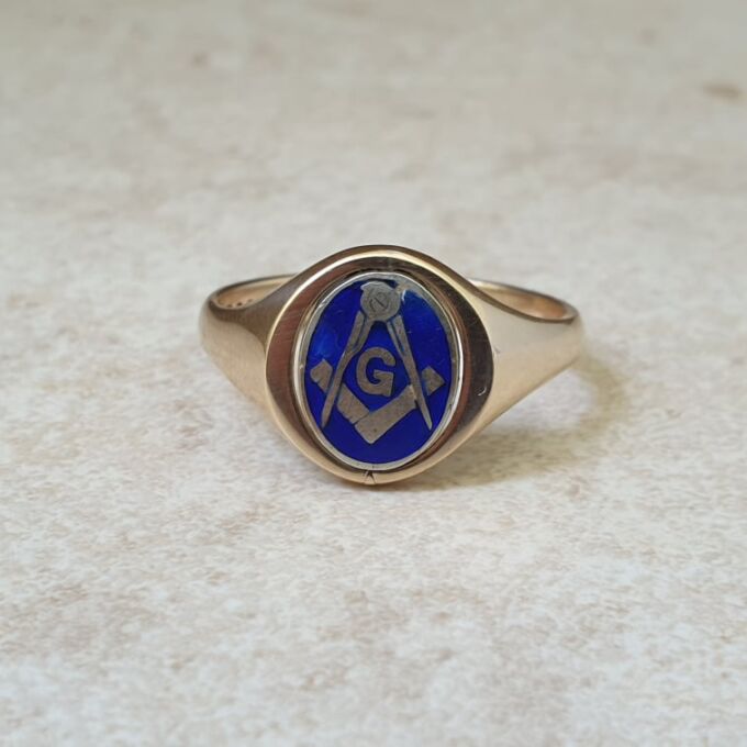 Masonic Revolving Signet Ring in 9ct Gold