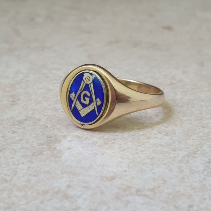 Masonic Revolving Signet Ring in 9ct Gold