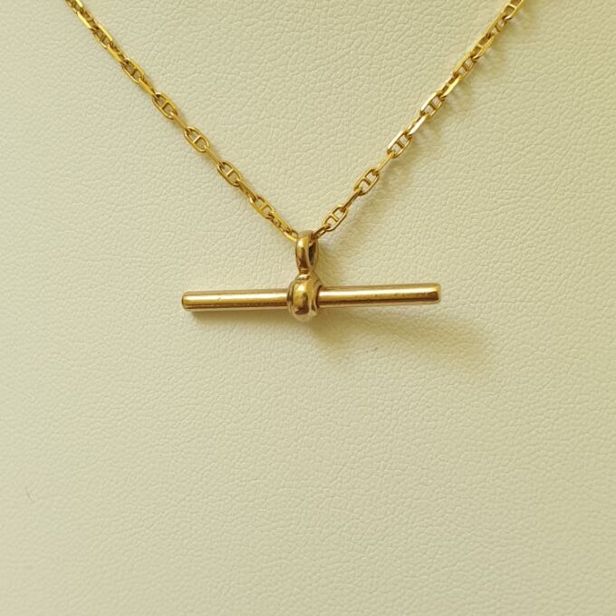 Plain Albert or T Bar Toggle in 9ct Gold