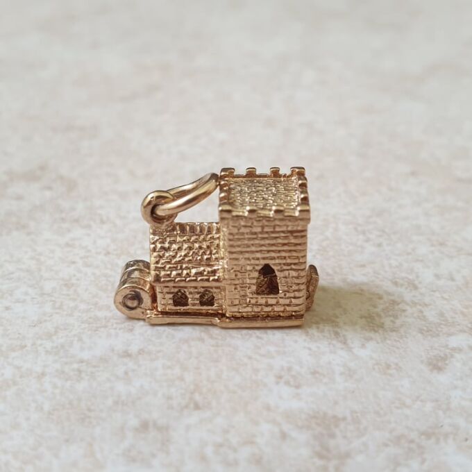 Opening Church Bride and Groom Charm Pendant in 9ct Gold