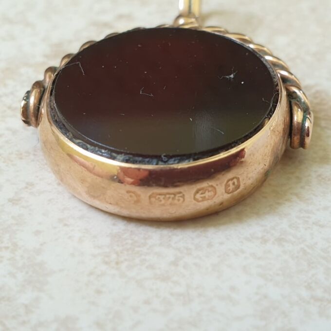 Antique Double Sided Spinner Fob Pendant in 9ct Gold