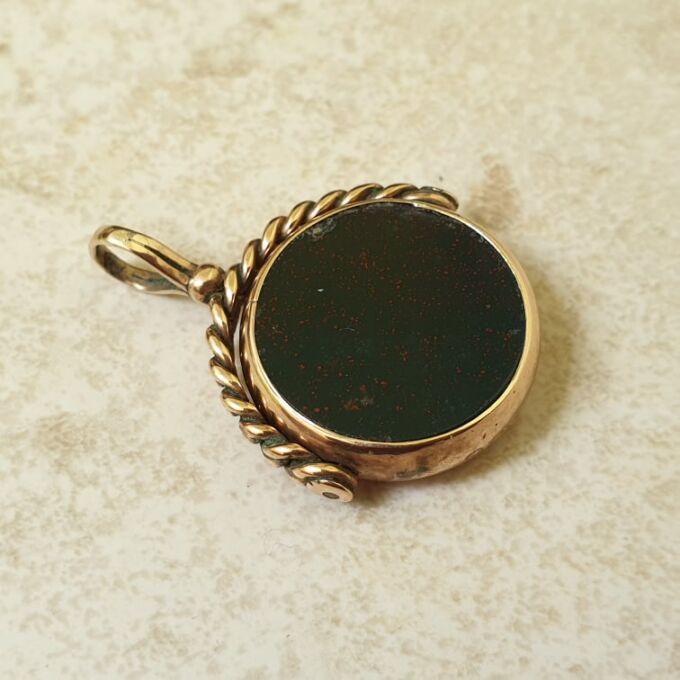 Antique Double Sided Spinner Fob Pendant in 9ct Gold