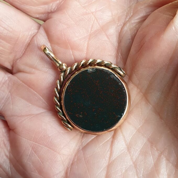 Antique Double Sided Spinner Fob Pendant in 9ct Gold
