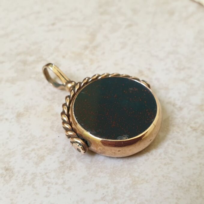 Antique Double Sided Spinner Fob Pendant in 9ct Gold