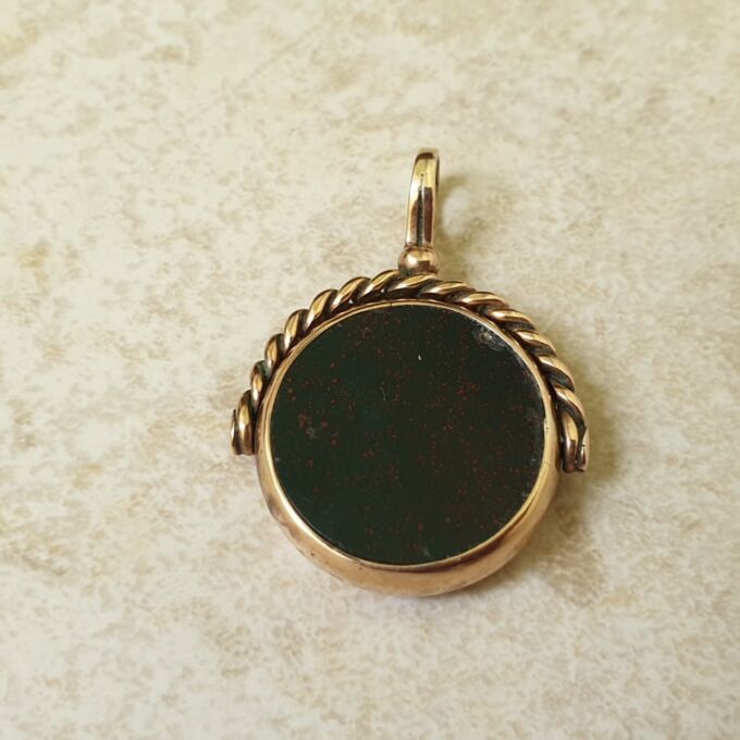 Antique Double Sided Spinner Fob Pendant in 9ct Gold