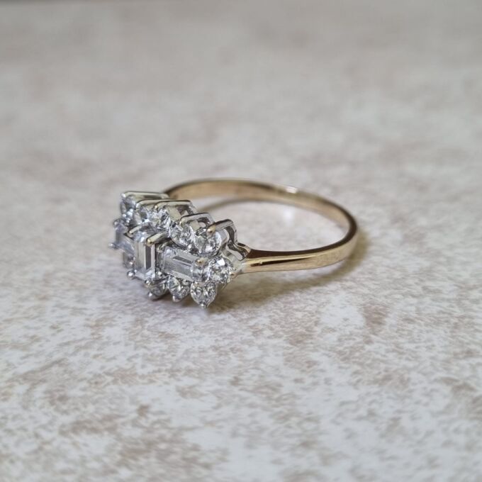 Sparkly Boat Ring in 9ct Gold