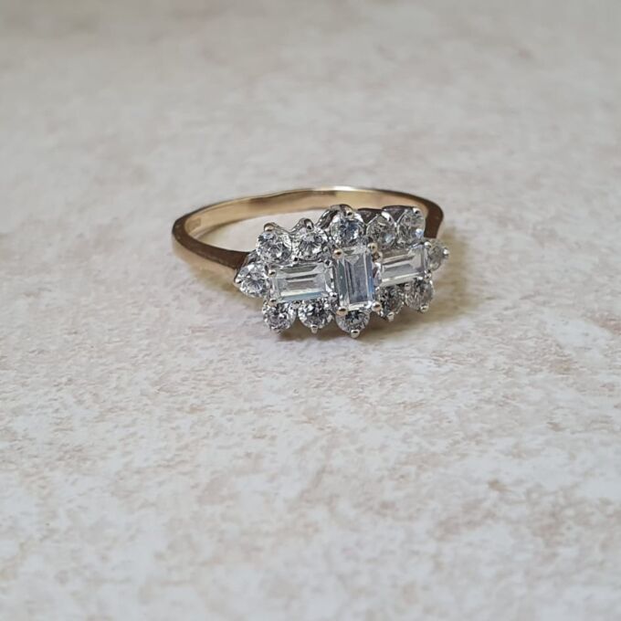 Sparkly Boat Ring in 9ct Gold