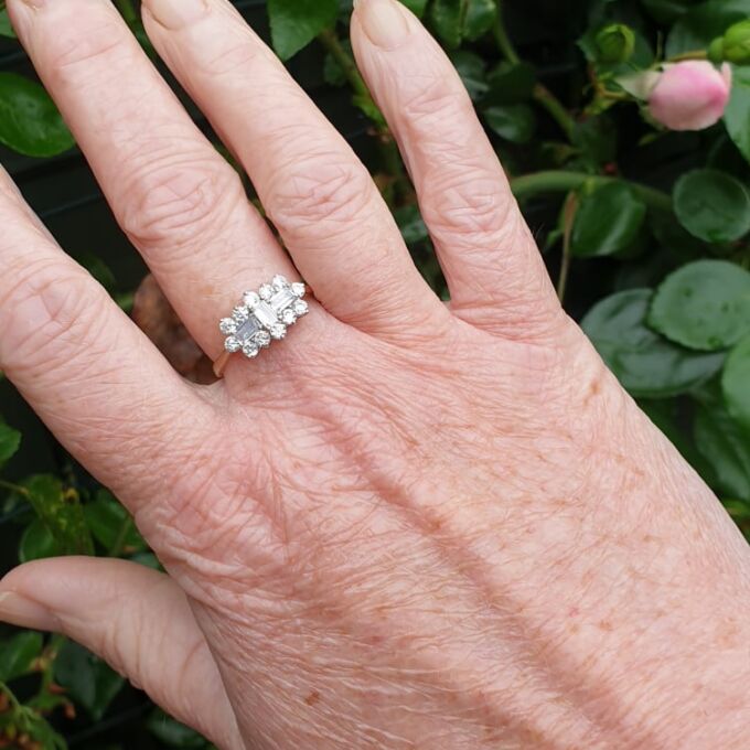 Sparkly Boat Ring in 9ct Gold