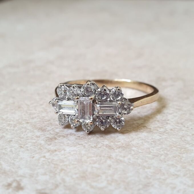 Sparkly Boat Ring in 9ct Gold