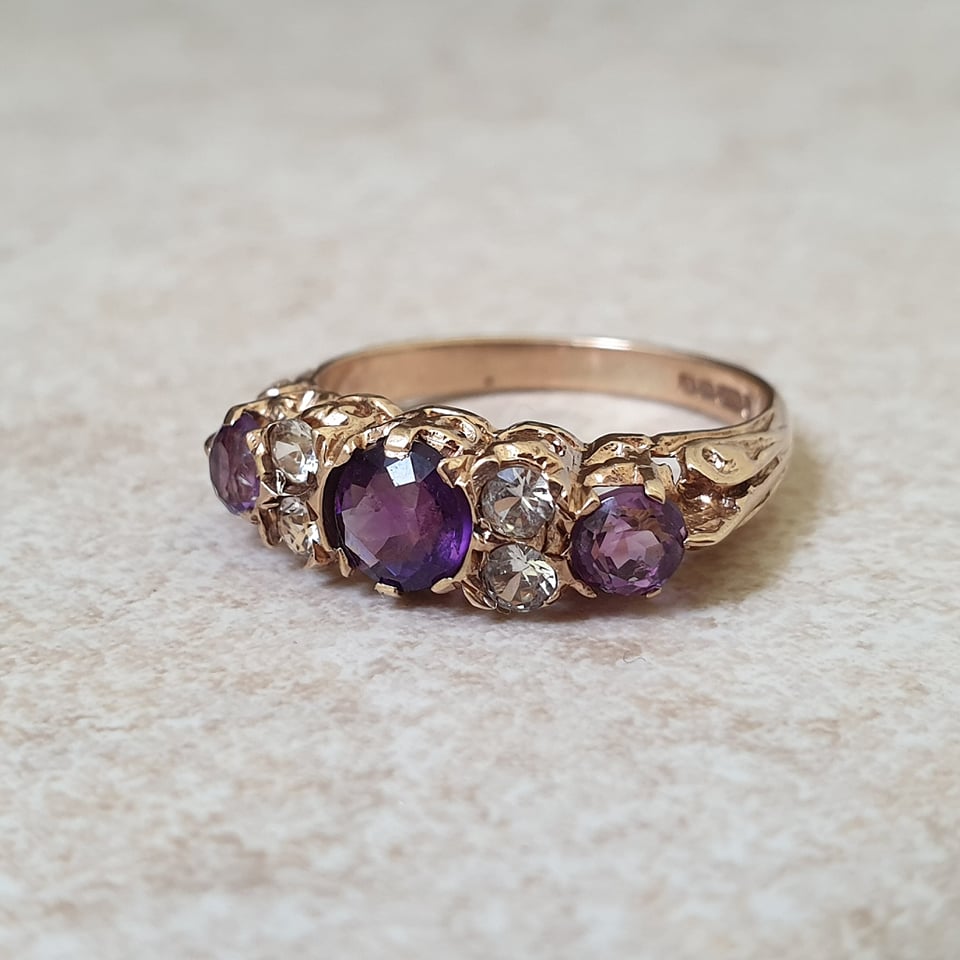 Amethyst Ring in 9ct Gold - Gems Afire - Vintage Jewellery UK