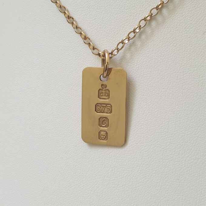 ID or Dog Tag Pendant in 9ct Gold