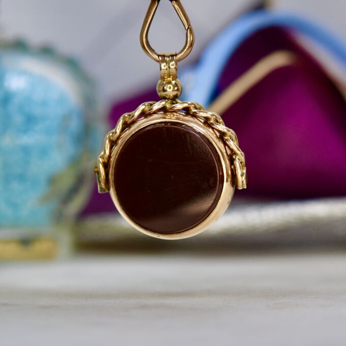 Antique Two Stone Fob Pendant in 9ct Gold