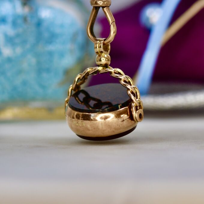 Antique Two Stone Fob Pendant in 9ct Gold