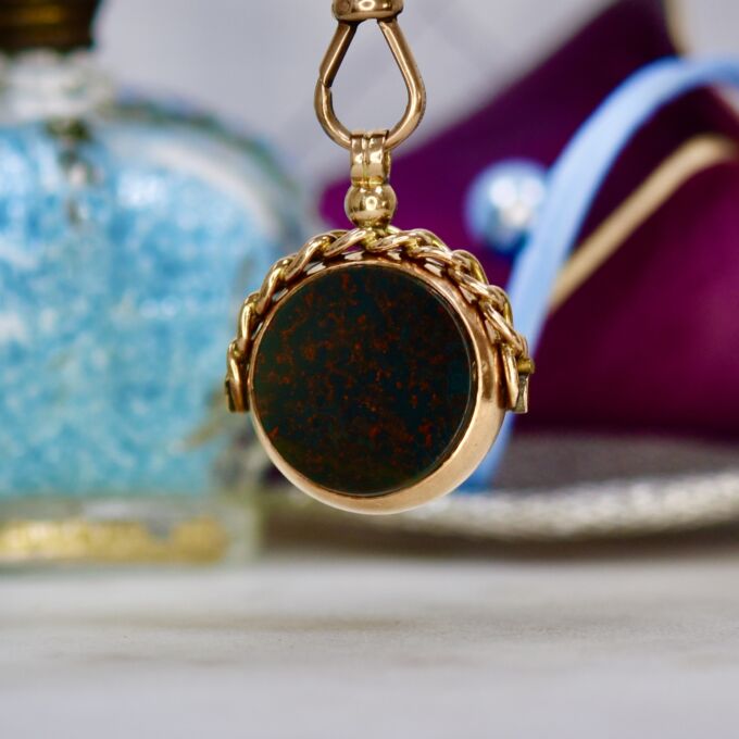 Antique Two Stone Fob Pendant in 9ct Gold