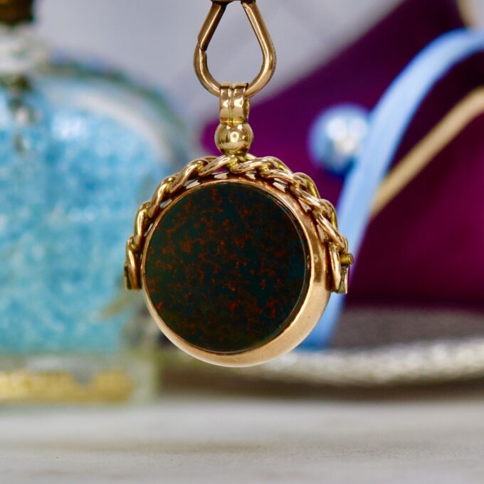 Antique Two Stone Fob Pendant in 9ct Gold