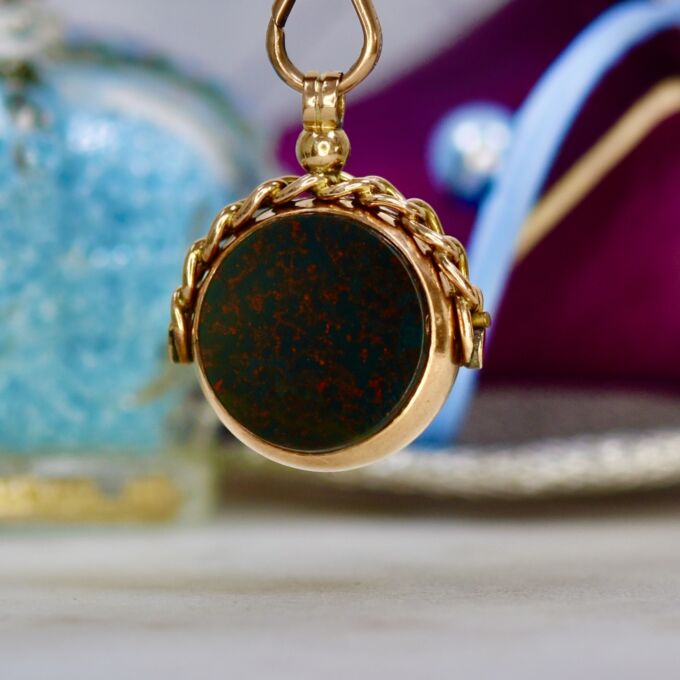 Antique Two Stone Fob Pendant in 9ct Gold