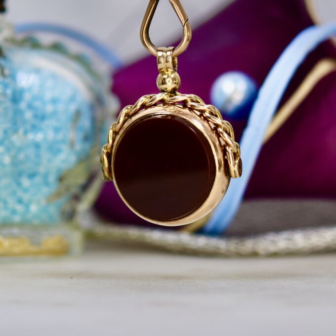 Antique Two Stone Fob Pendant in 9ct Gold