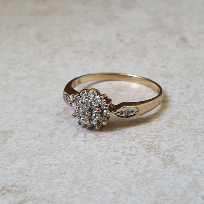 Diamond Cluster Ring in 9ct Gold