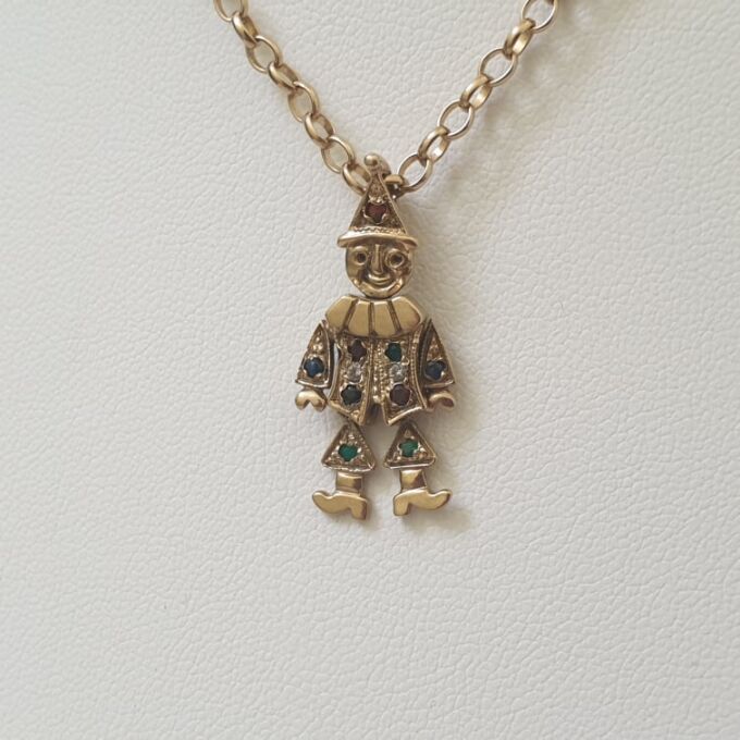 Cheery Clown Pendant in 9ct Gold