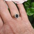 Sapphire and Clear Stone Cluster Ring in 9ct Gold