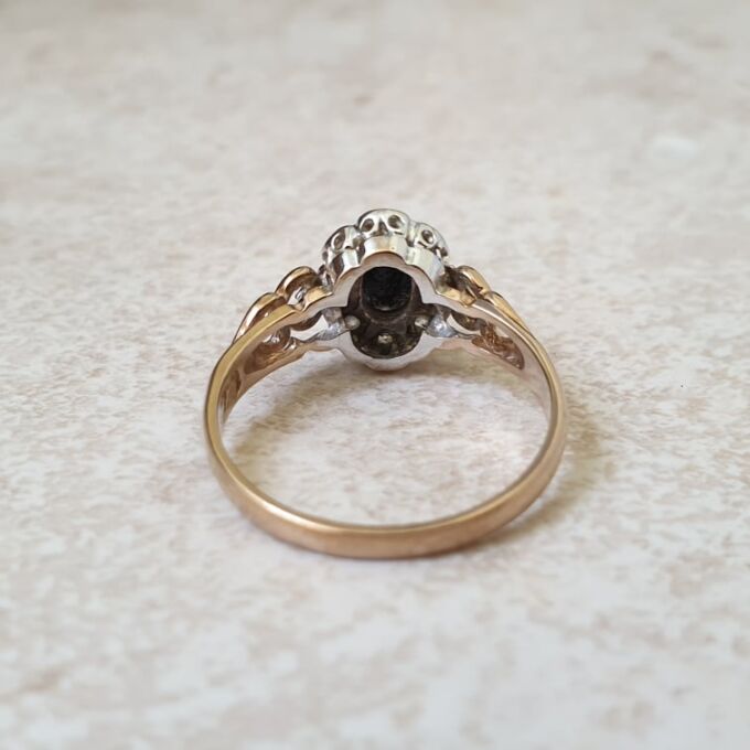 Sapphire and Clear Stone Cluster Ring in 9ct Gold