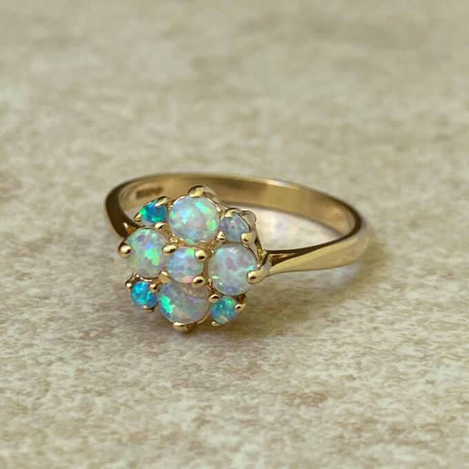 Opal Cluster Ring in 9ct Gold