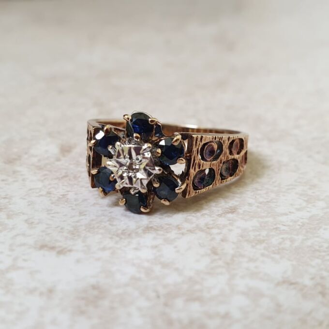Sapphire and Diamond Ring in 9ct Gold