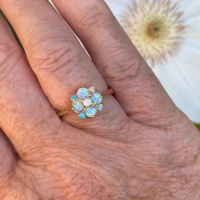 Opal Cluster Ring in 9ct Gold