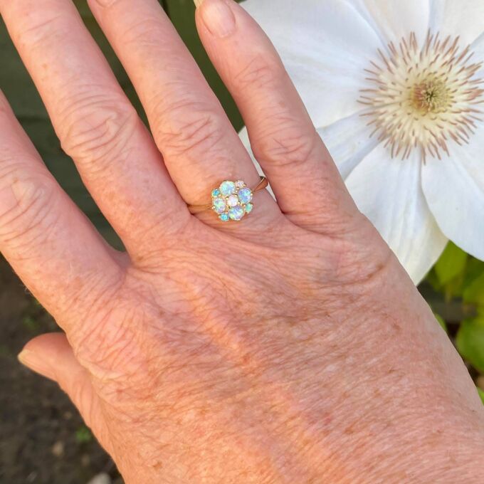 Opal Cluster Ring in 9ct Gold