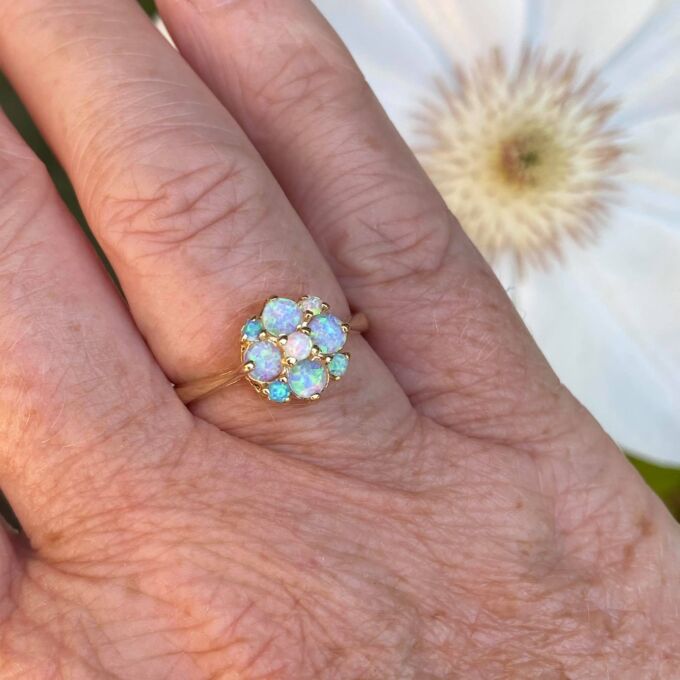 Opal Cluster Ring in 9ct Gold