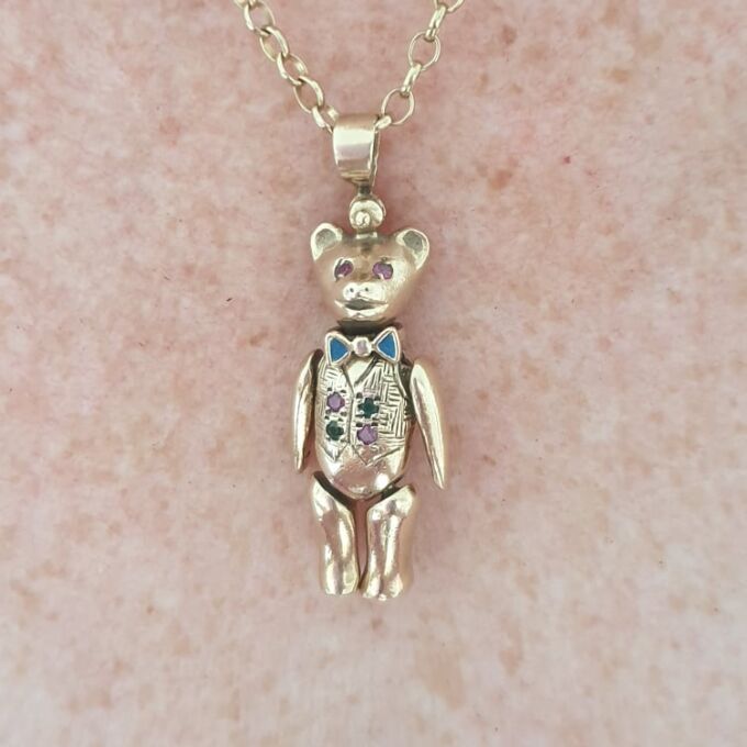 Articulated Large Teddy Bear Pendant in 9ct gold