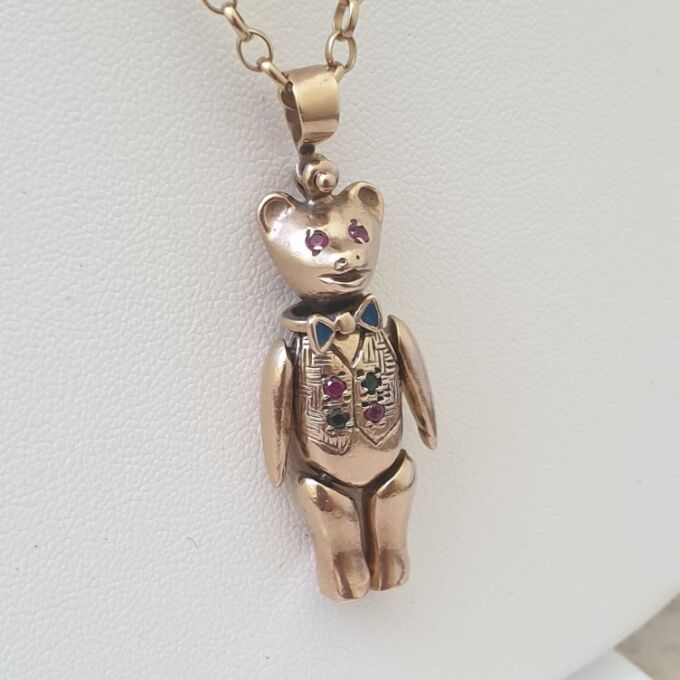 Articulated Large Teddy Bear Pendant in 9ct gold