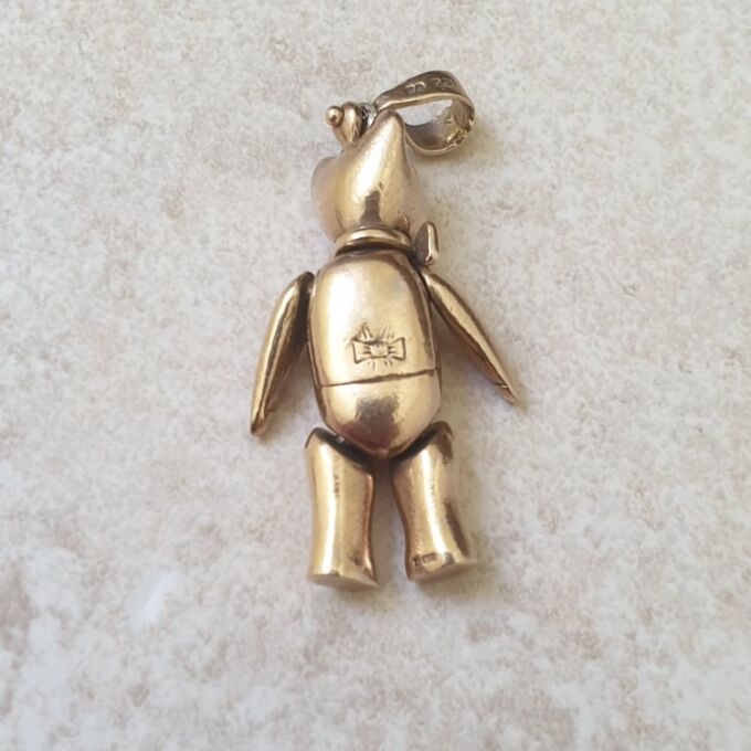 Articulated Large Teddy Bear Pendant in 9ct gold