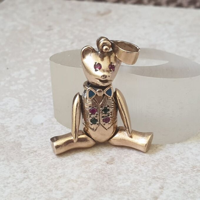 Articulated Large Teddy Bear Pendant in 9ct gold
