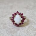 Opal and Ruby Cluster Ring in 9ct Gold