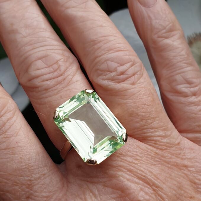 Huge Synthetic Green Spinel Ring in 9ct Gold