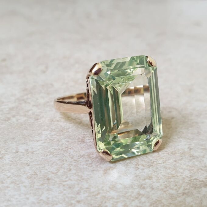 Huge Synthetic Green Spinel Ring in 9ct Gold
