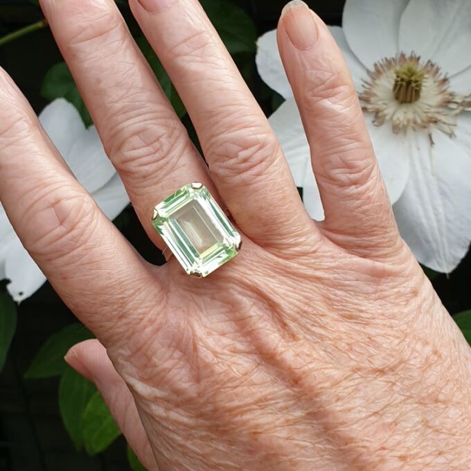 Huge Synthetic Green Spinel Ring in 9ct Gold