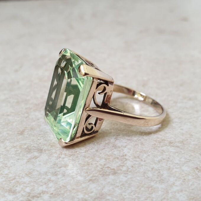 Huge Synthetic Green Spinel Ring in 9ct Gold