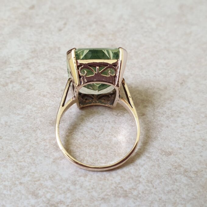 Huge Synthetic Green Spinel Ring in 9ct Gold