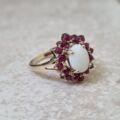 Opal and Ruby Cluster Ring in 9ct Gold