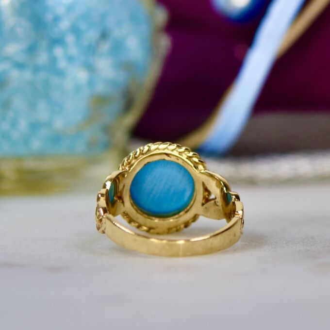 Turquoise stone clearance ring gold