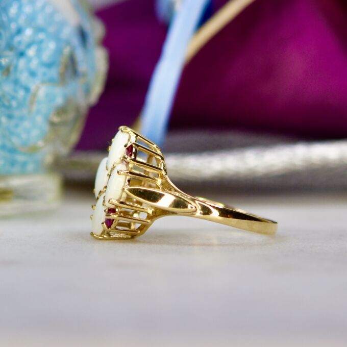 Opal and Ruby Ring in 9ct Gold