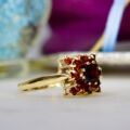 Squared Garnet Cluster Ring in 9ct Gold