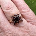 Squared Garnet Cluster Ring in 9ct Gold