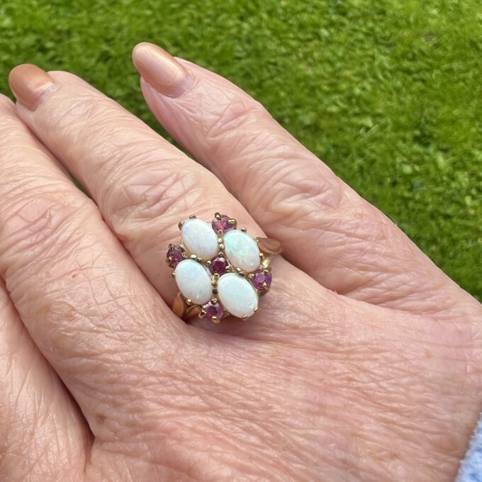 Opal and Ruby Ring in 9ct Gold