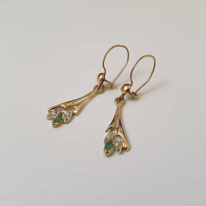 Emerald Drop Earrings in 9ct Gold
