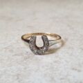 Diamond Set Horse Shoe Ring in 18ct Gold and Platinum